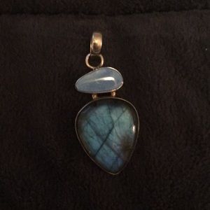Sterling Silver Laborite & Opal Pendant